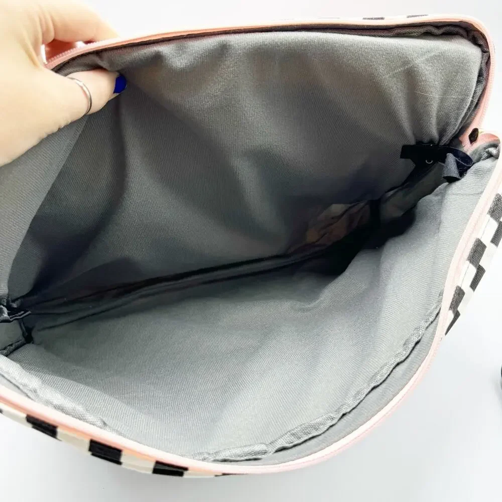 Matein 17 Laptop Bag Pink Black White Striped Padded RFID Bow Charm Lightweight